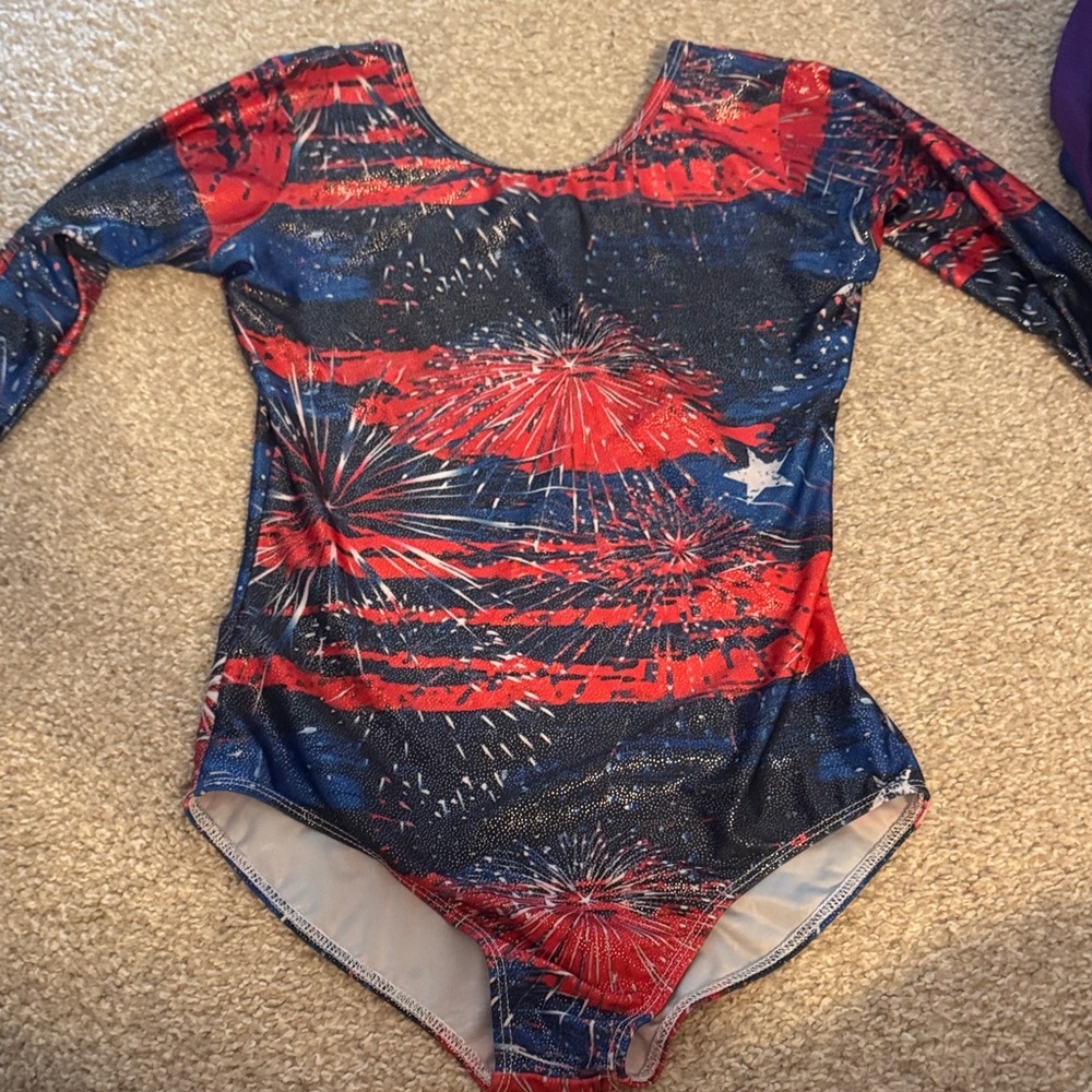 Red and Blue Fireworks Print Leotard